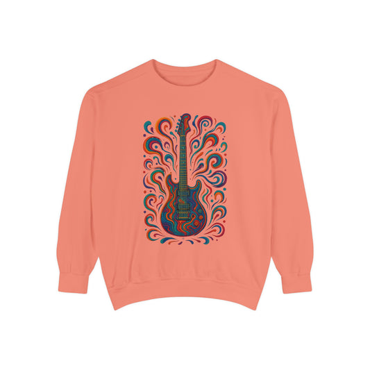 Guitar-Inspired Unisex Garment-Dyed Sweatshirt