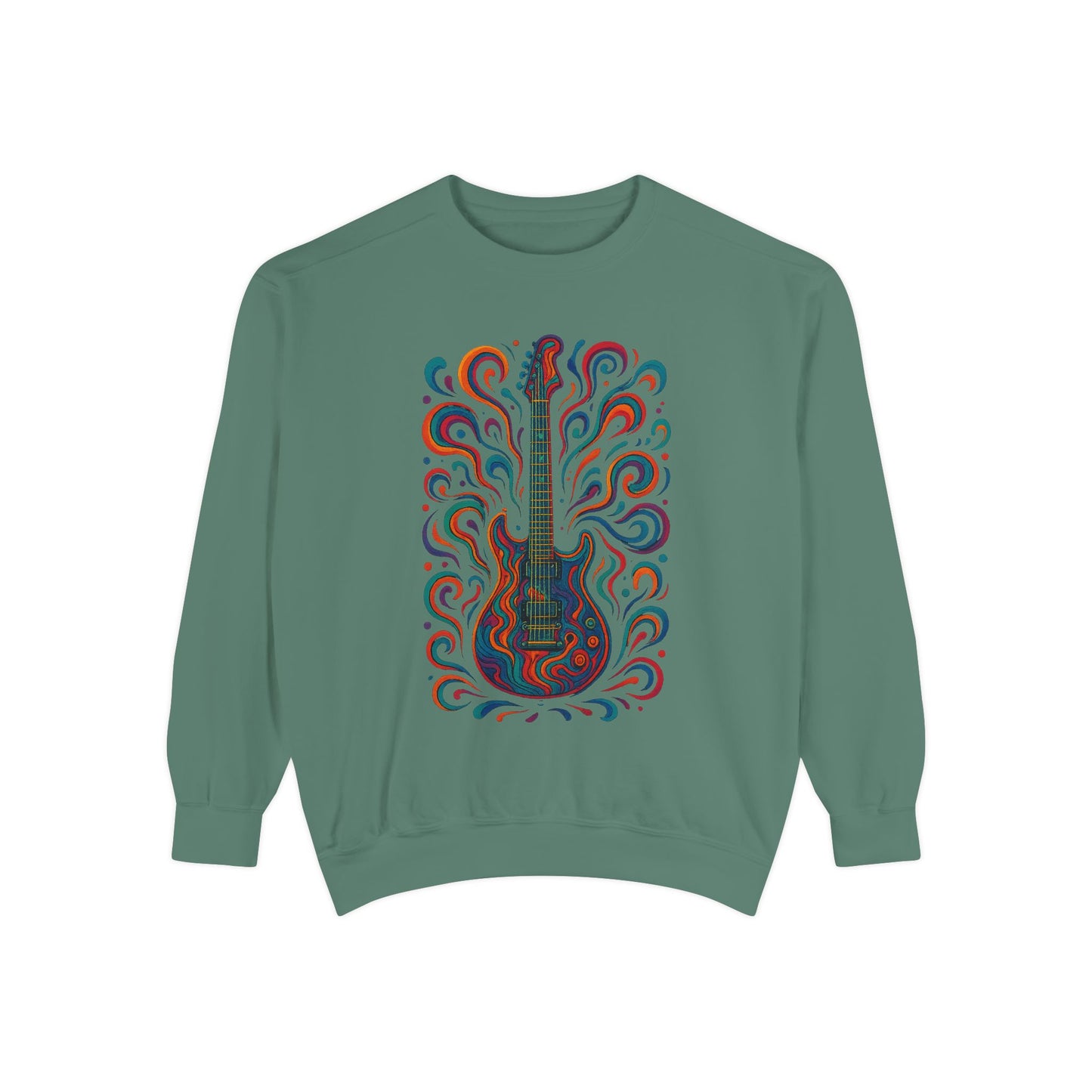 Guitar-Inspired Unisex Garment-Dyed Sweatshirt