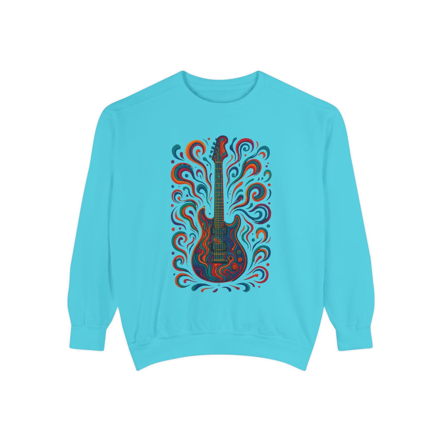 Guitar-Inspired Unisex Garment-Dyed Sweatshirt