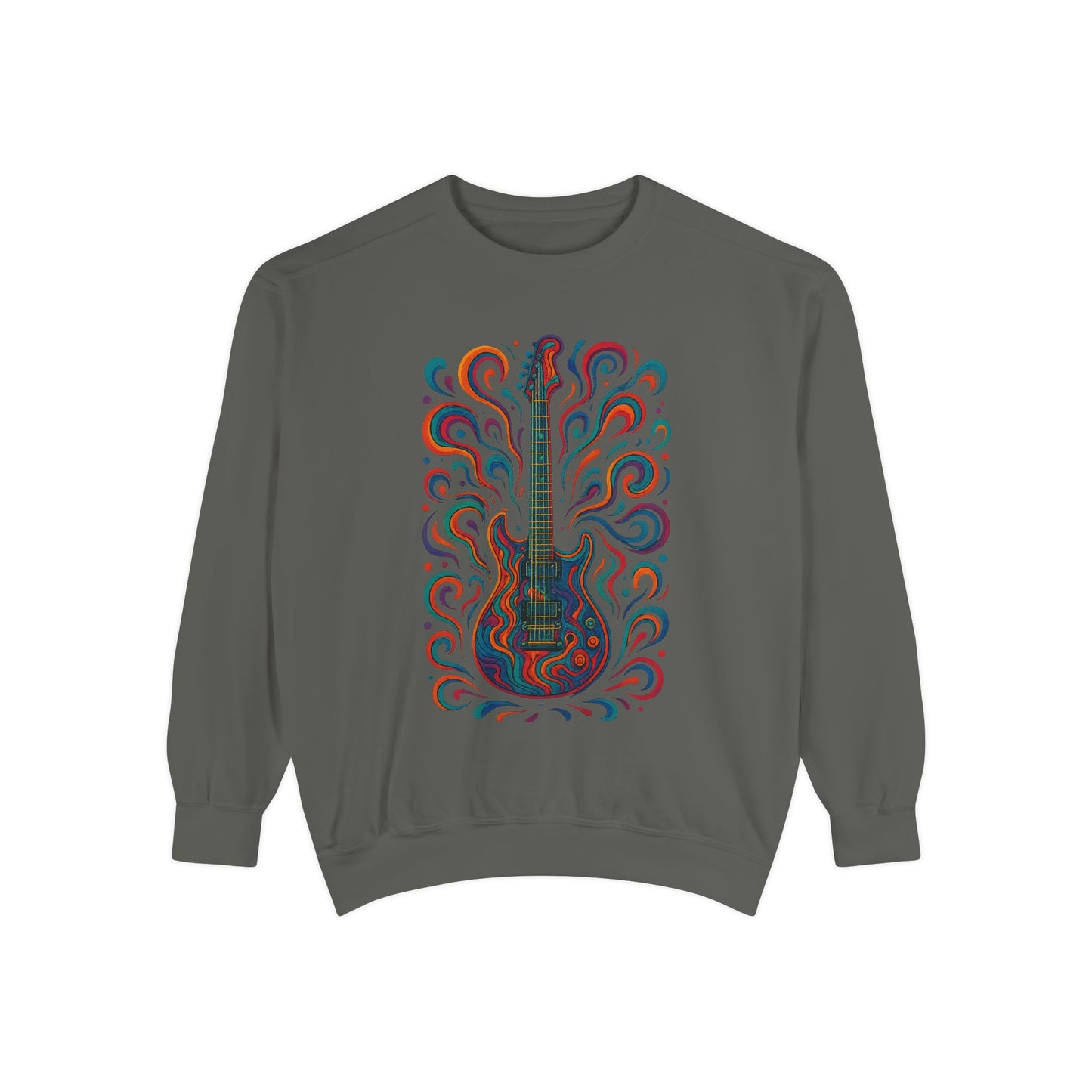 Guitar-Inspired Unisex Garment-Dyed Sweatshirt
