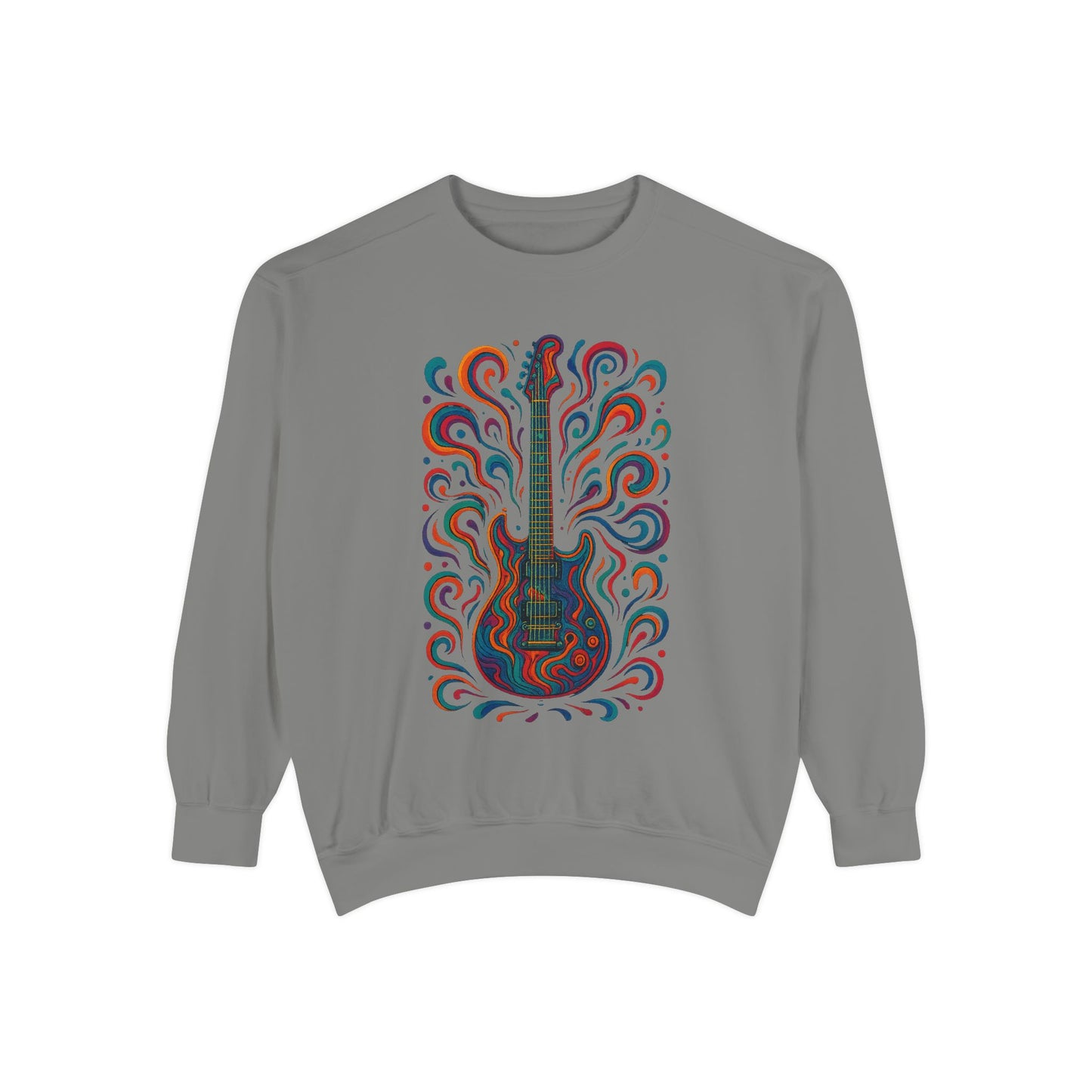 Guitar-Inspired Unisex Garment-Dyed Sweatshirt