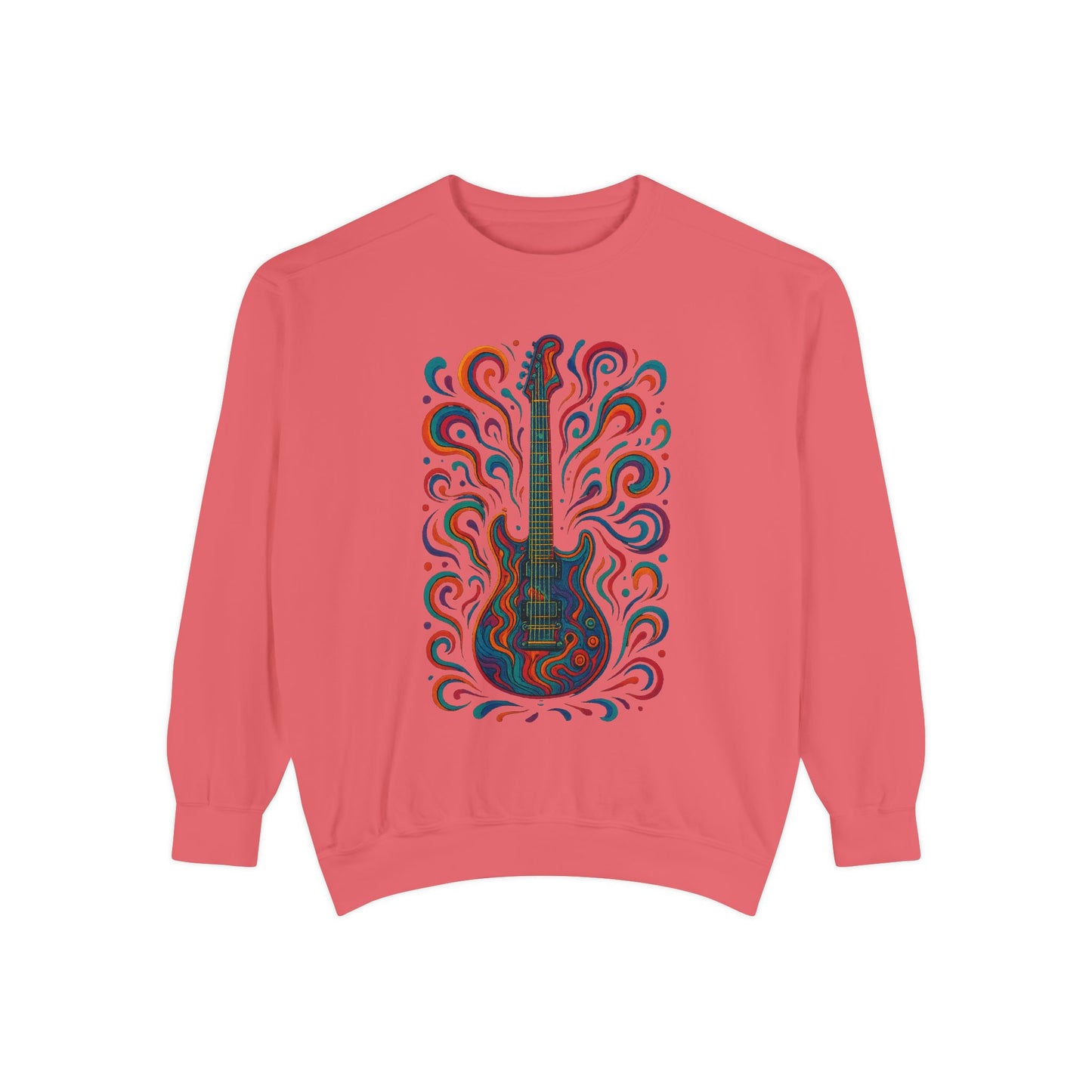 Guitar-Inspired Unisex Garment-Dyed Sweatshirt