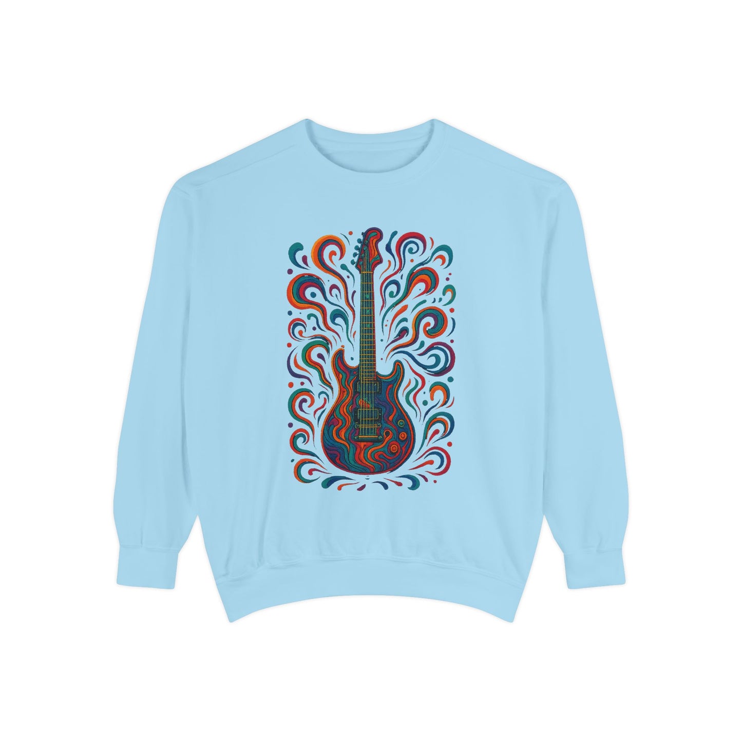 Guitar-Inspired Unisex Garment-Dyed Sweatshirt