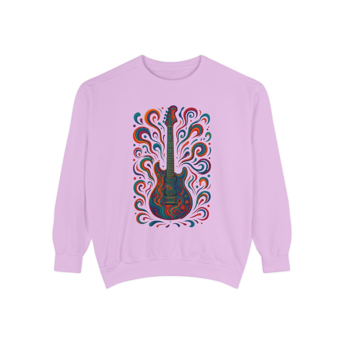 Guitar-Inspired Unisex Garment-Dyed Sweatshirt