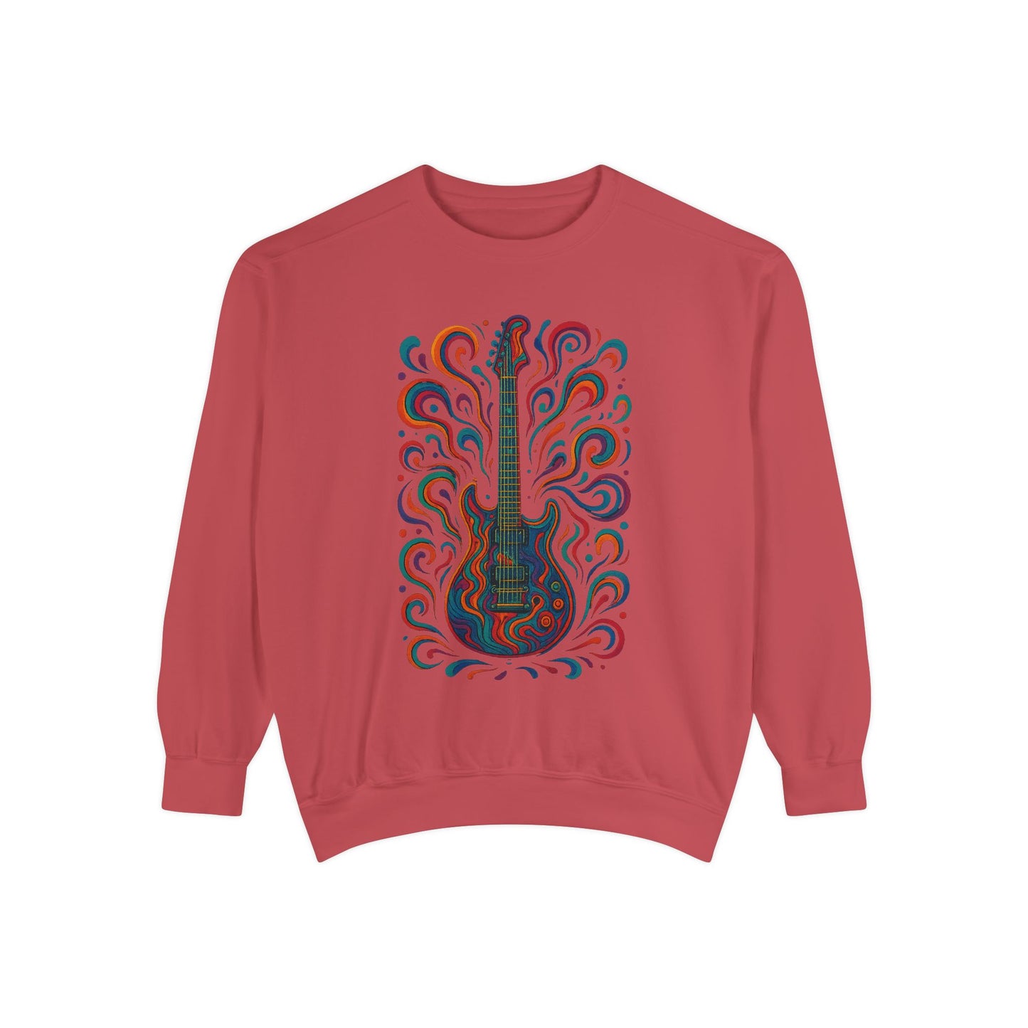 Guitar-Inspired Unisex Garment-Dyed Sweatshirt