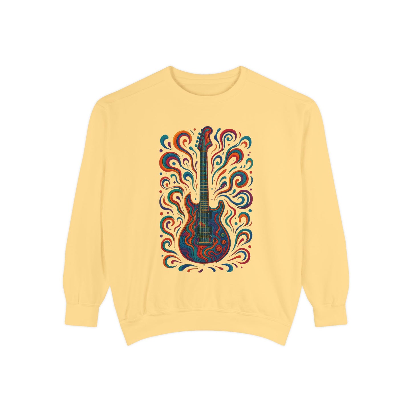Guitar-Inspired Unisex Garment-Dyed Sweatshirt