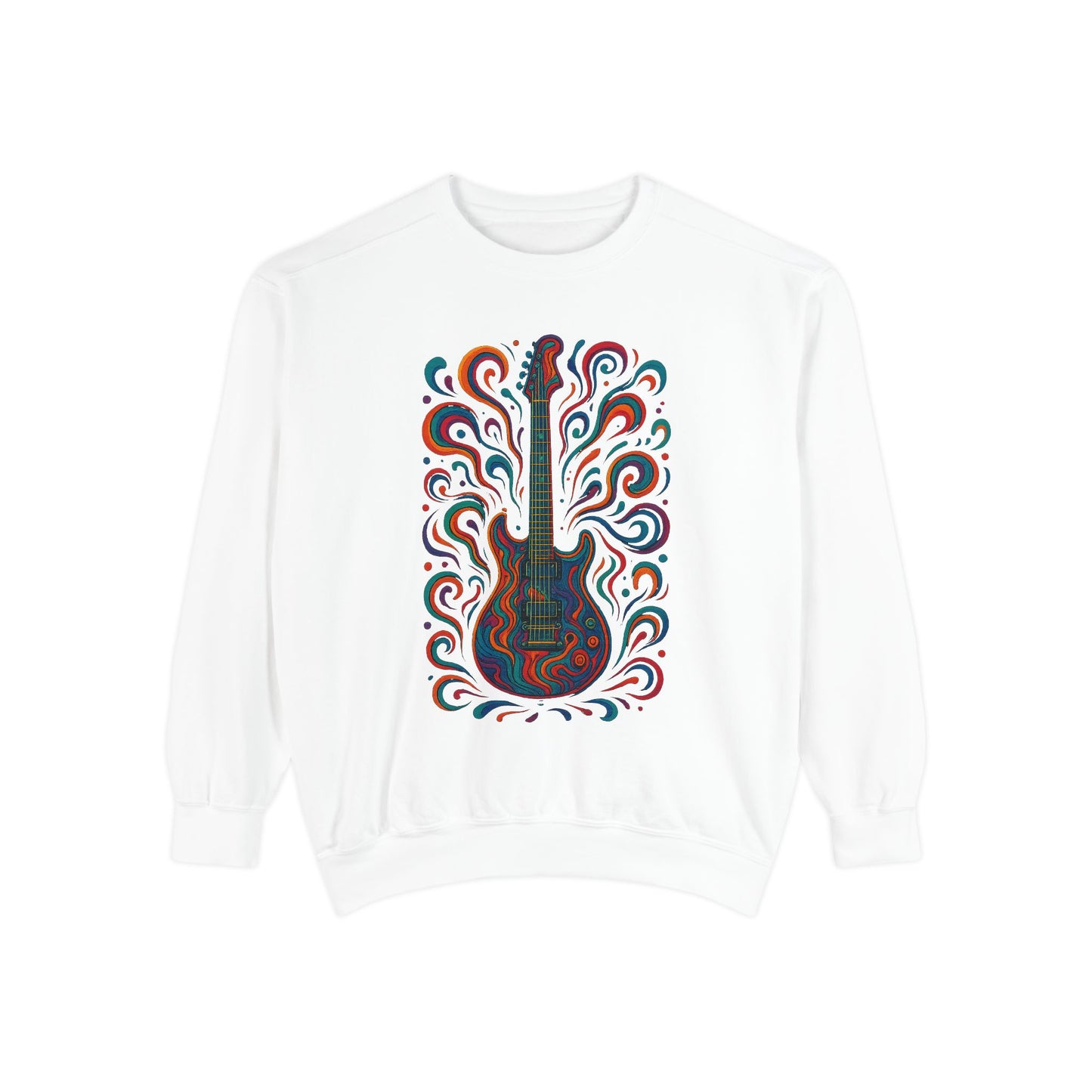 Guitar-Inspired Unisex Garment-Dyed Sweatshirt