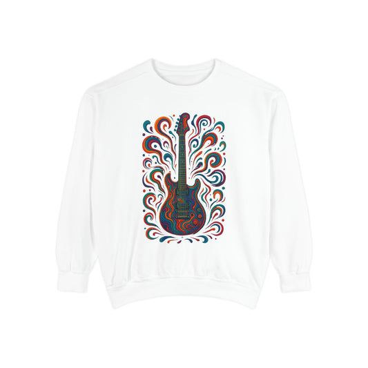 Guitar-Inspired Unisex Garment-Dyed Sweatshirt