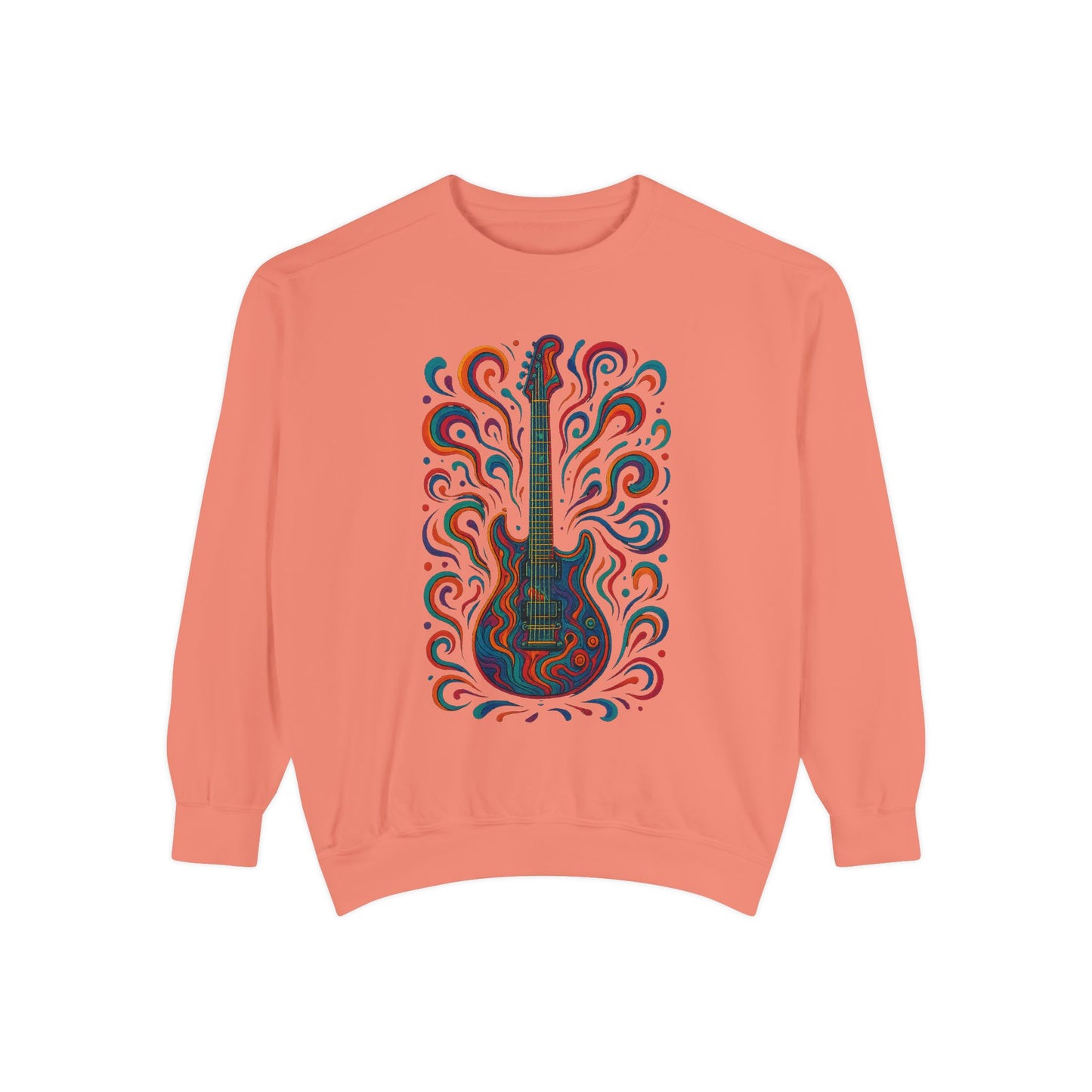 Guitar-Inspired Unisex Garment-Dyed Sweatshirt
