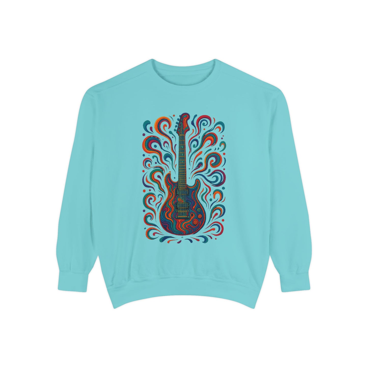 Guitar-Inspired Unisex Garment-Dyed Sweatshirt
