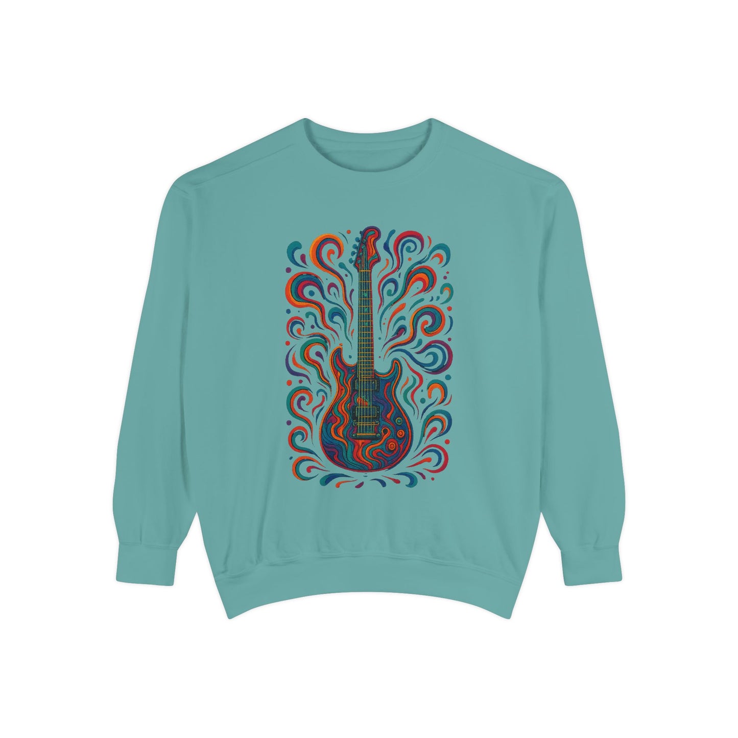 Guitar-Inspired Unisex Garment-Dyed Sweatshirt