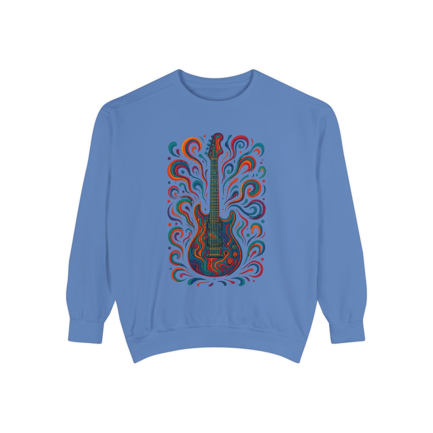 Guitar-Inspired Unisex Garment-Dyed Sweatshirt